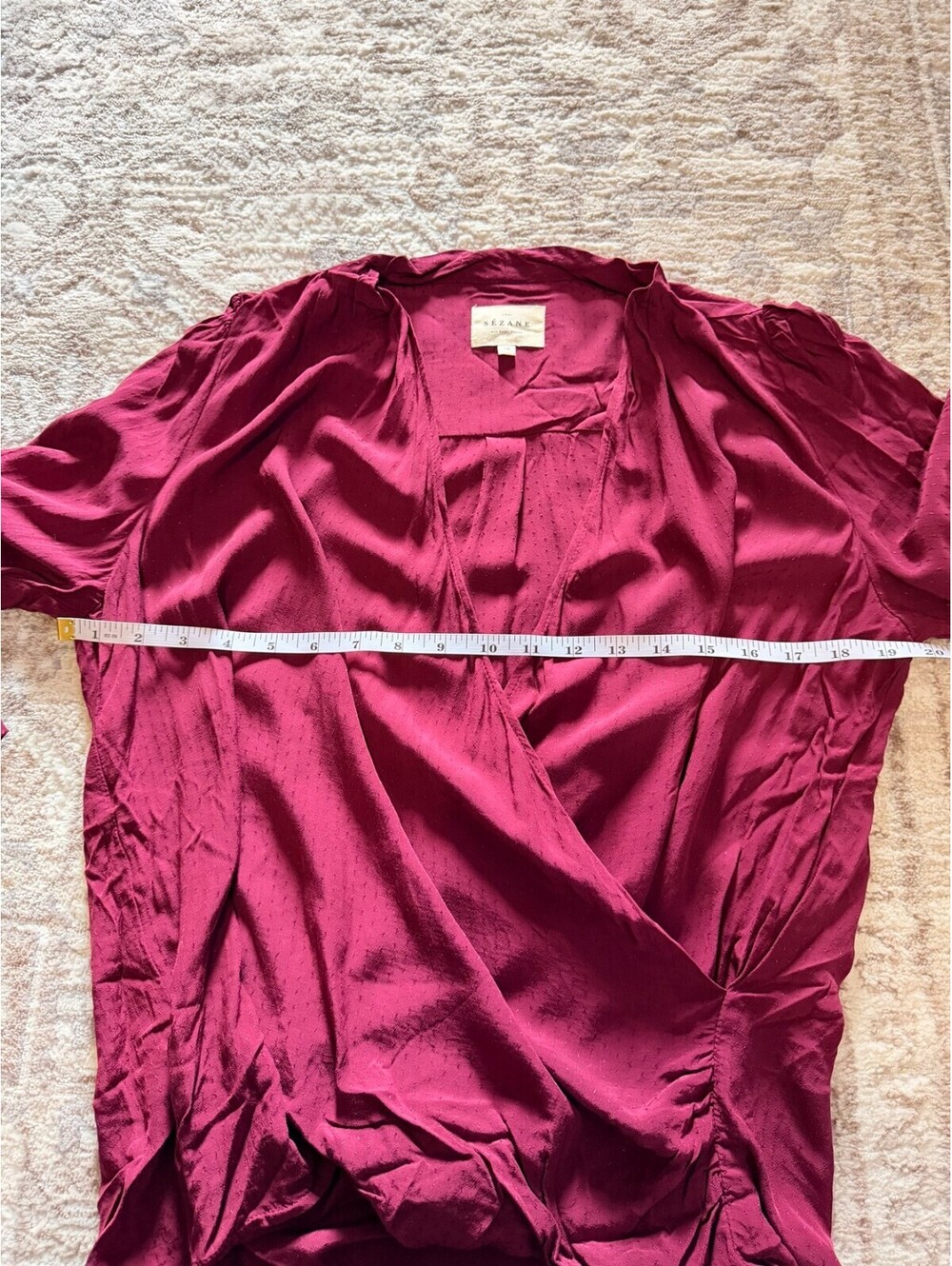 Sézane Berry Wrap Blouse 38 Dot Texture Chic - Picture 9 of 9